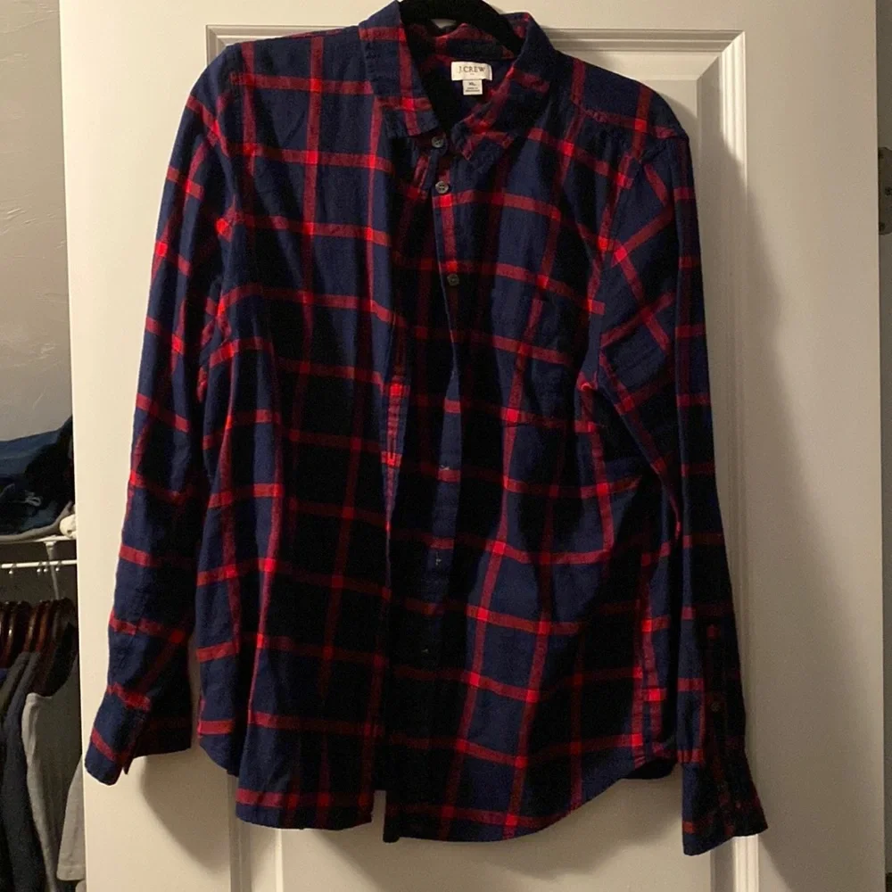 Navy and red JCrew Button down flannel